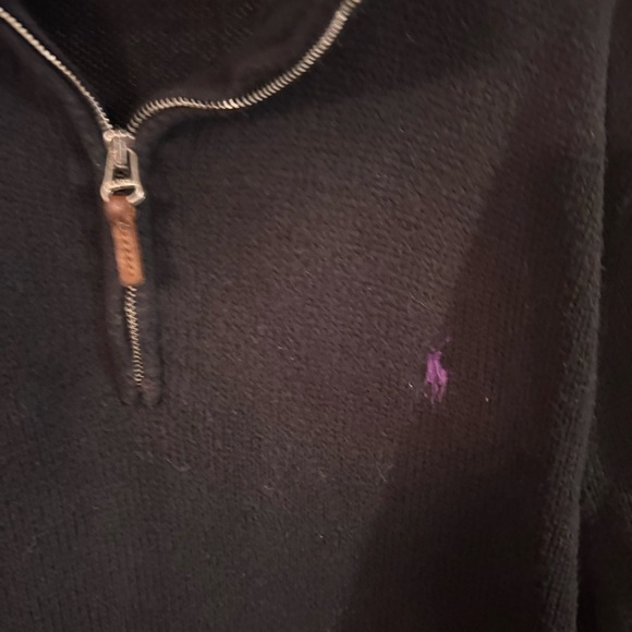 Polo Ralph Lauren Men’s 1/4 Zip Pull Over Sweater 100% Cotton Size Large Black - Picture 3 of 8